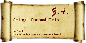 Zrinyi Annamária névjegykártya